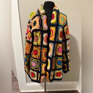 Granny Square Crochet Cardigan, Handmade Crochet Jacket, Granny Crochet